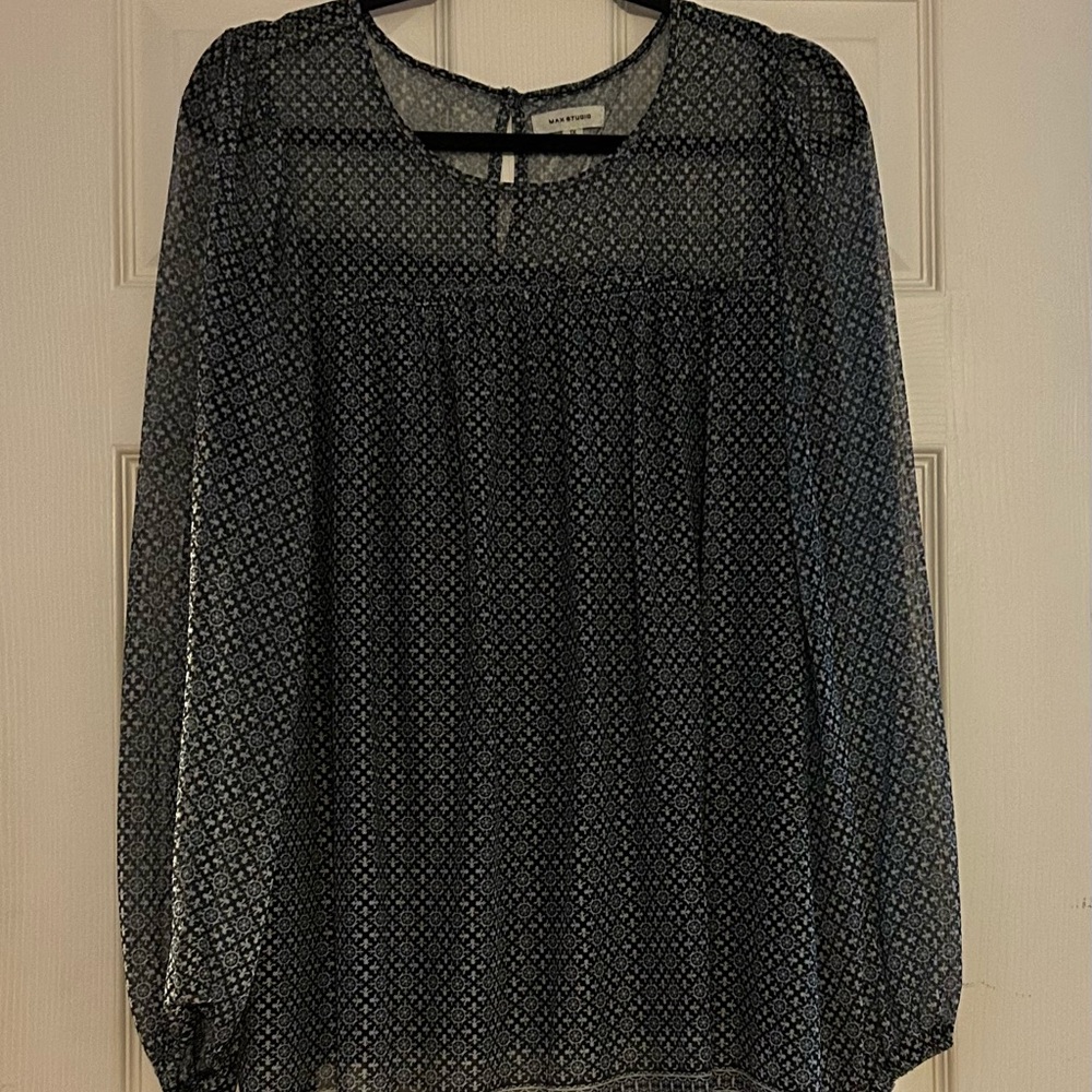 Max Studio Black Patterned Blouse